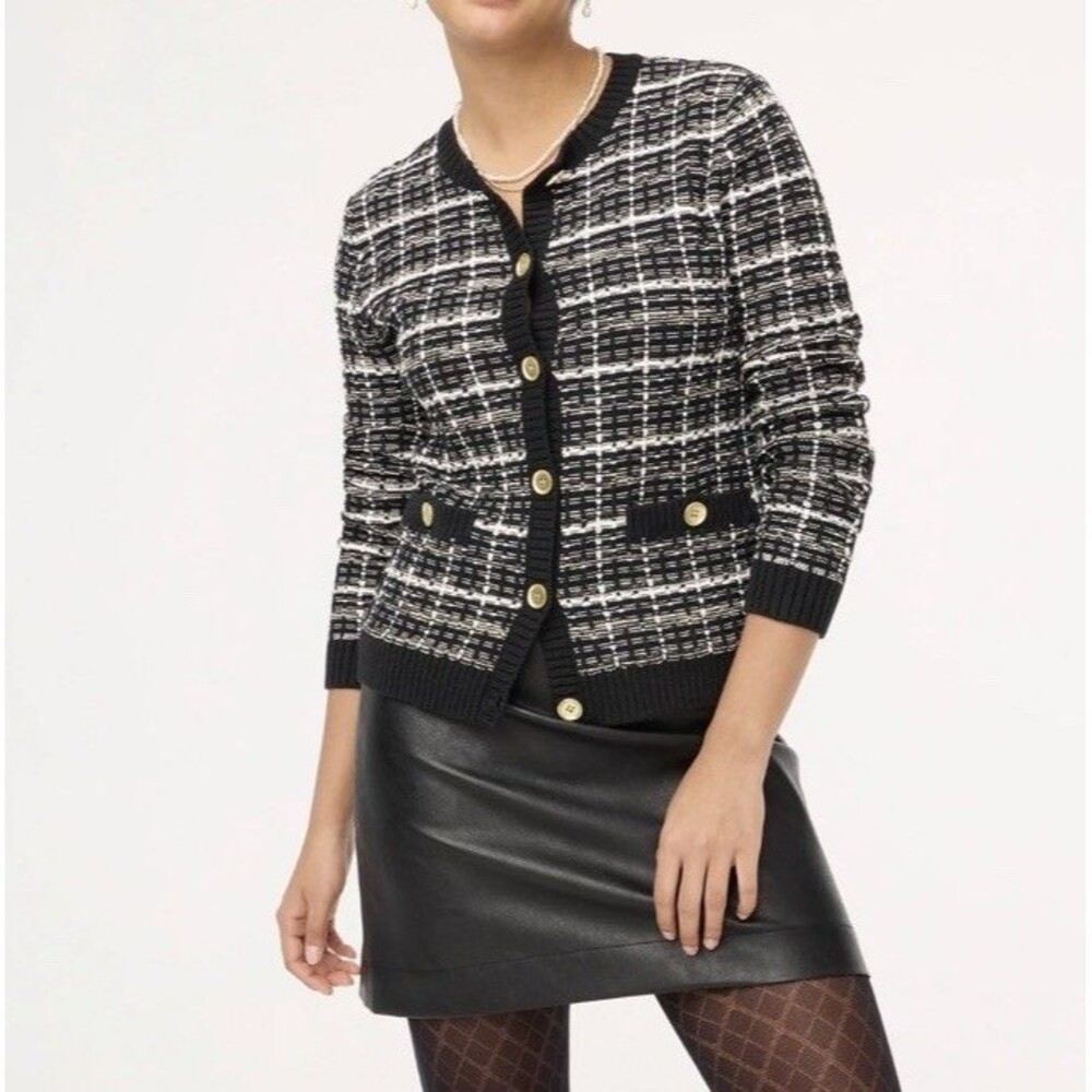 J.Crew Factory Women’s Tweed Lady Cardigan Sweater Cotton  Sz M
